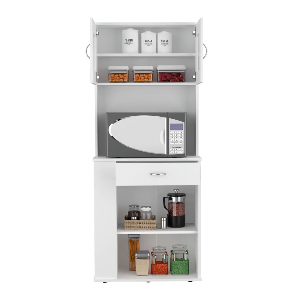 Mueble Microondas Capienza Plus Blanco 70 cm con Dos Puertas, Un Cajón y Entrepaños - Muebles Organizadores | Bylmo