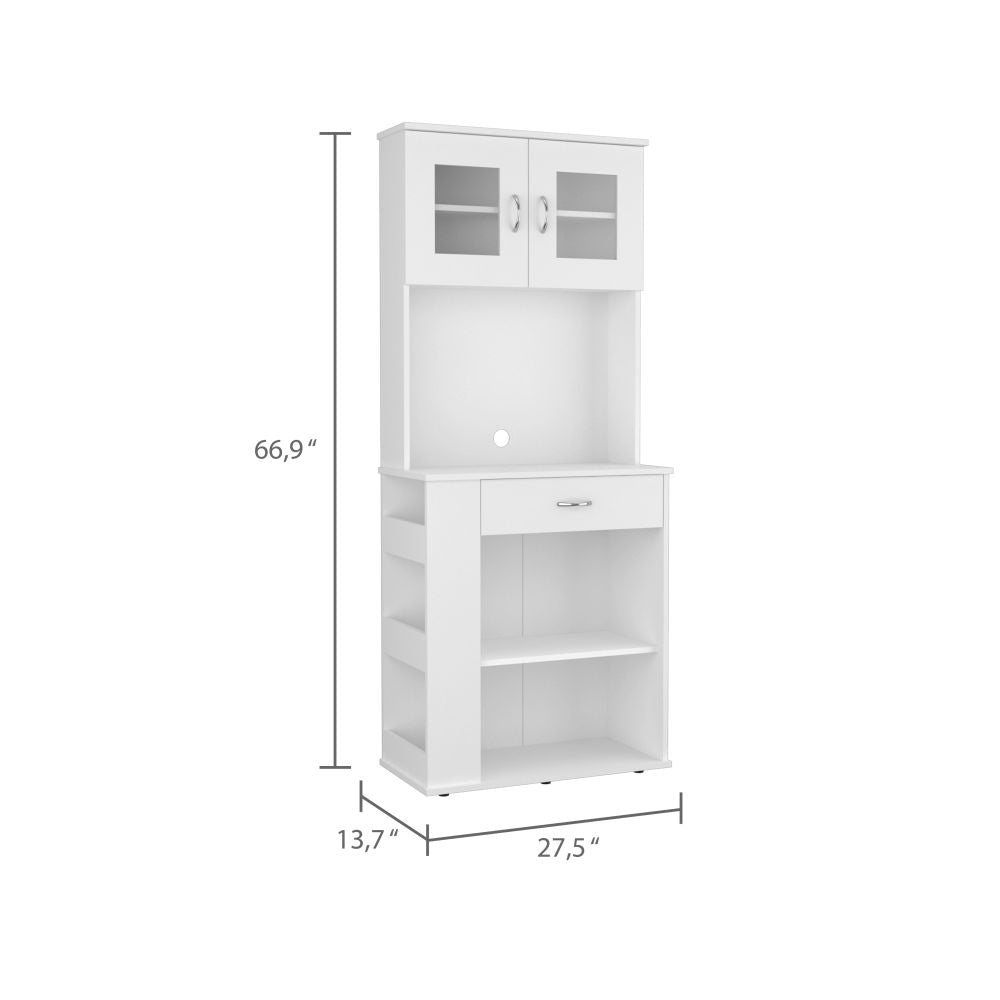 Mueble Microondas Capienza Plus Blanco 70 cm con Dos Puertas, Un Cajón y Entrepaños - Muebles Organizadores | Bylmo