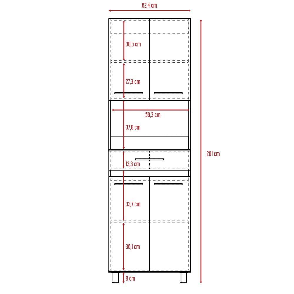Mueble Microondas Gibraltar Rovere 62 cm con Cuatro Puertas y Un Cajón - Muebles Organizadores | Bylmo