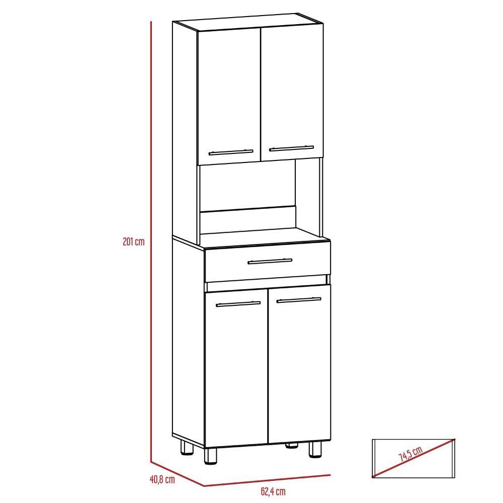 Mueble Microondas Gibraltar Rovere 62 cm con Cuatro Puertas y Un Cajón - Muebles Organizadores | Bylmo