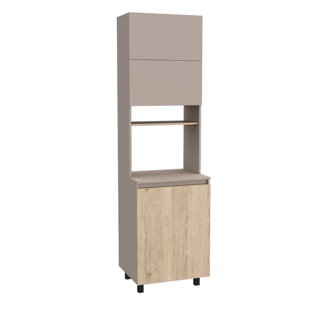 Mueble Microondas Kiara Taupe y Rovere 60 cm Con Tres Puertas - Muebles Organizadores | Bylmo