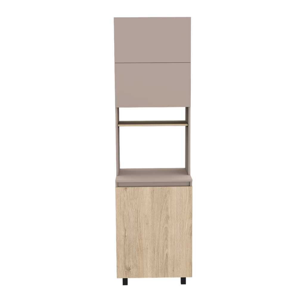 Mueble Microondas Kiara Taupe y Rovere 60 cm Con Tres Puertas - Muebles Organizadores | Bylmo