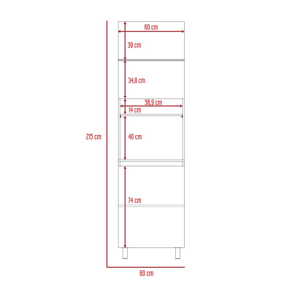 Mueble Microondas Kiara Taupe y Rovere 60 cm Con Tres Puertas - Muebles Organizadores | Bylmo