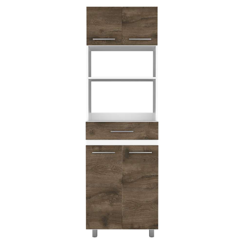 Mueble Microondas Luna Blanco y Bellota 62.1x201.5cm con Un Cajón y con Cuatro Puertas - Muebles Organizadores | Bylmo