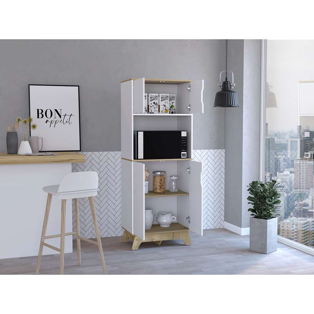 Mueble Microondas Pamplona Blanco 65 cm con Cuatro Puertas - Muebles Organizadores | Bylmo