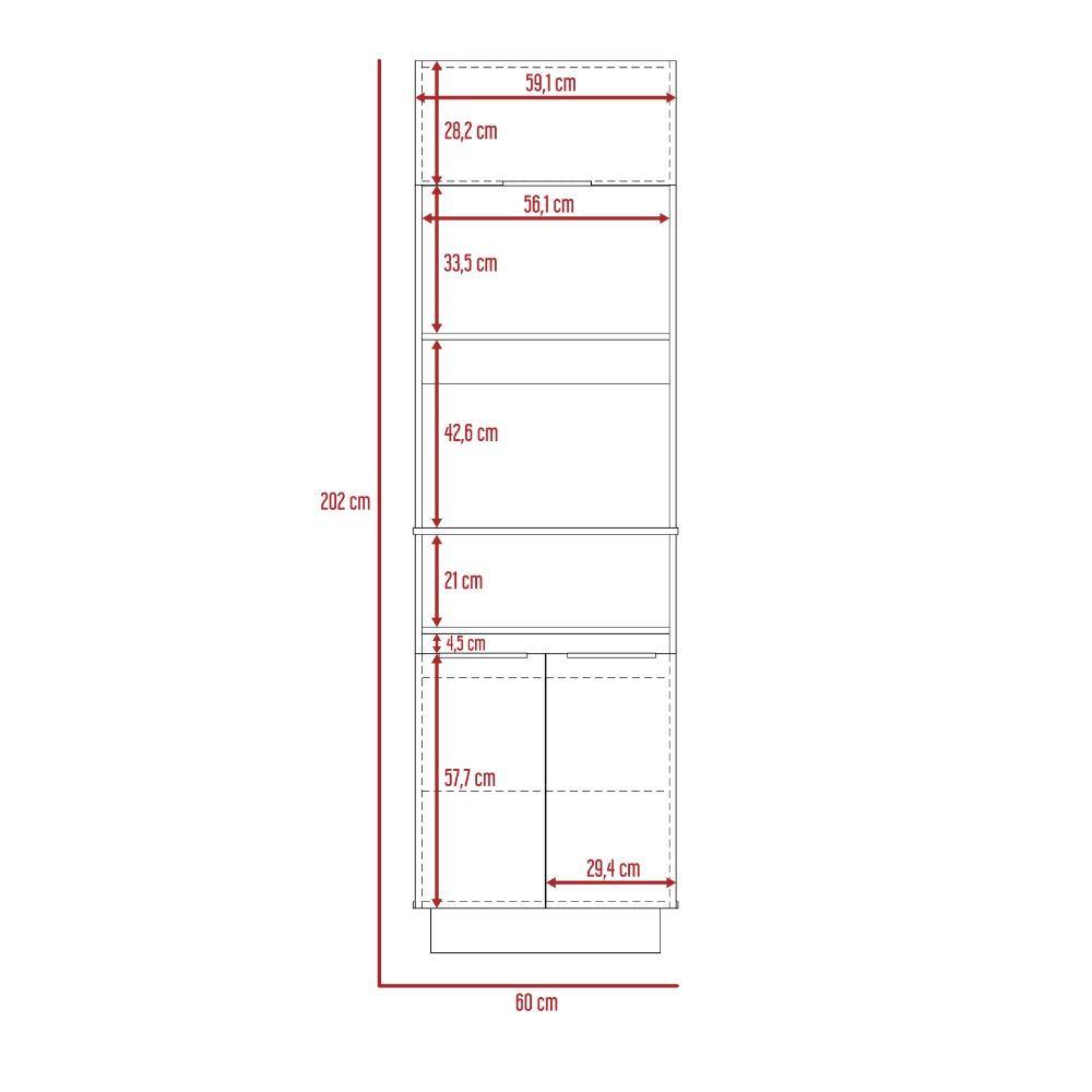 Mueble Microondas Tibet Rovere y Sombra 60 cm Con Tres Puertas y Entrepaños - Muebles Organizadores | Bylmo