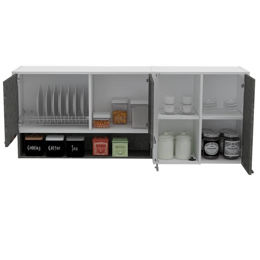 Mueble Superior con Cuatro Puertas Akita Onix y Blanco 150 cm - Cocinas | Bylmo
