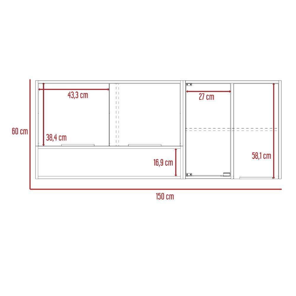 Mueble Superior con Cuatro Puertas Akita Onix y Blanco 150 cm - Cocinas | Bylmo