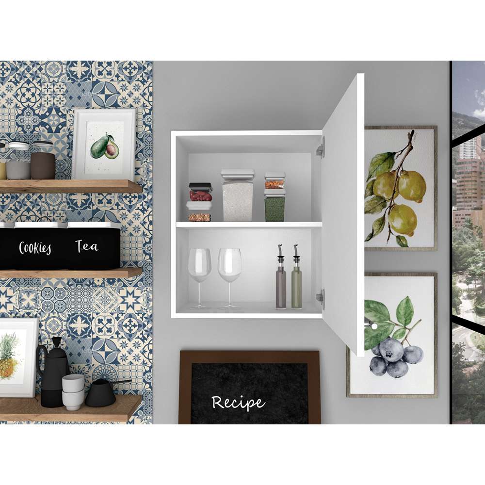 Mueble Auxiliar Manchester Blanco 50x60cm con Un Entrepaño y Dos Compartimientos - Muebles Organizadores | Bylmo