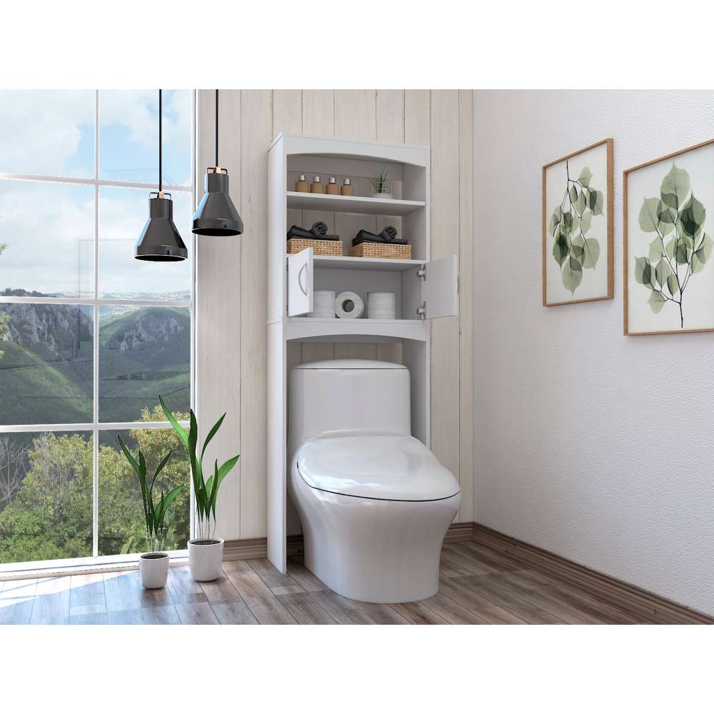 Ahorrador de Espacio para Baño Malta Blanco 60.6x165cm con Un Cajón y con Un Entrepaño - Gabinetes | Bylmo