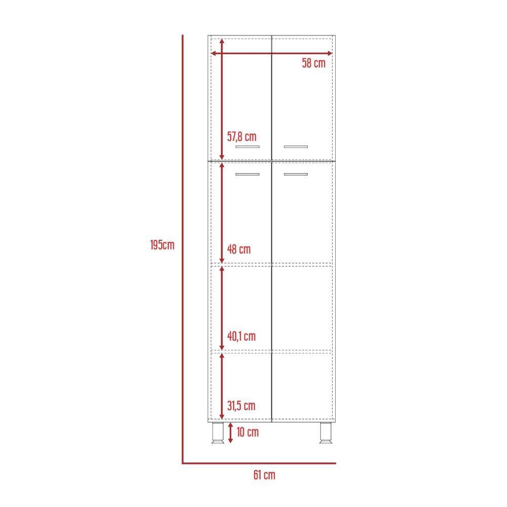 Alacena Ferreti Miel y Blanco 61 cm con Cuatro Puertas - Muebles Organizadores | Bylmo
