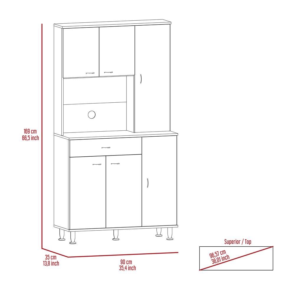 Alacena Della Plus Blanco 90x169cm con Un Entrepaño y con Seis Puertas - Muebles Organizadores | Bylmo