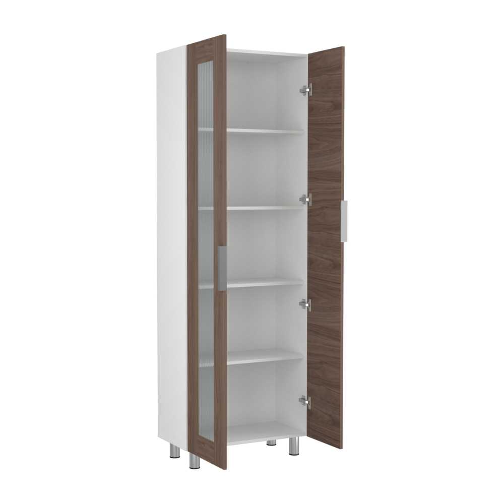 Alacena Fendi Blanco y Castaño 70x205cm sin Cajones y con Dos Puertas - Muebles Organizadores | Bylmo