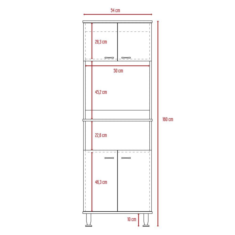 Alacena Fenix Blanco y Rovere 54x160cm sin Cajones y con Cuatro Puertas - Muebles Organizadores | Bylmo