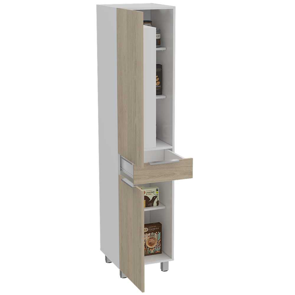 Alacena Melia Blanco y Rovere 40x180cm con Un Cajón y con Dos Puertas - Muebles Organizadores | Bylmo