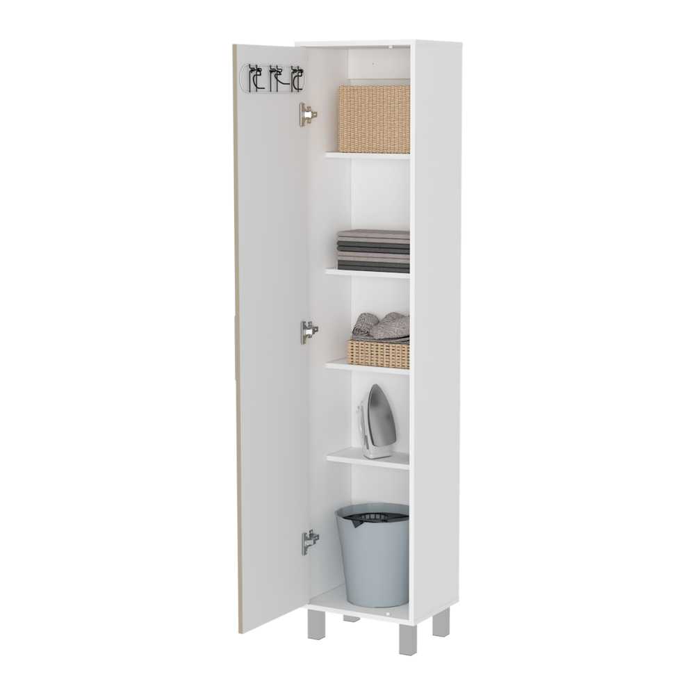 Mueble de Aseo Laska Blanco Nacar 40x180cm con Una Puerta - Muebles Organizadores | Bylmo
