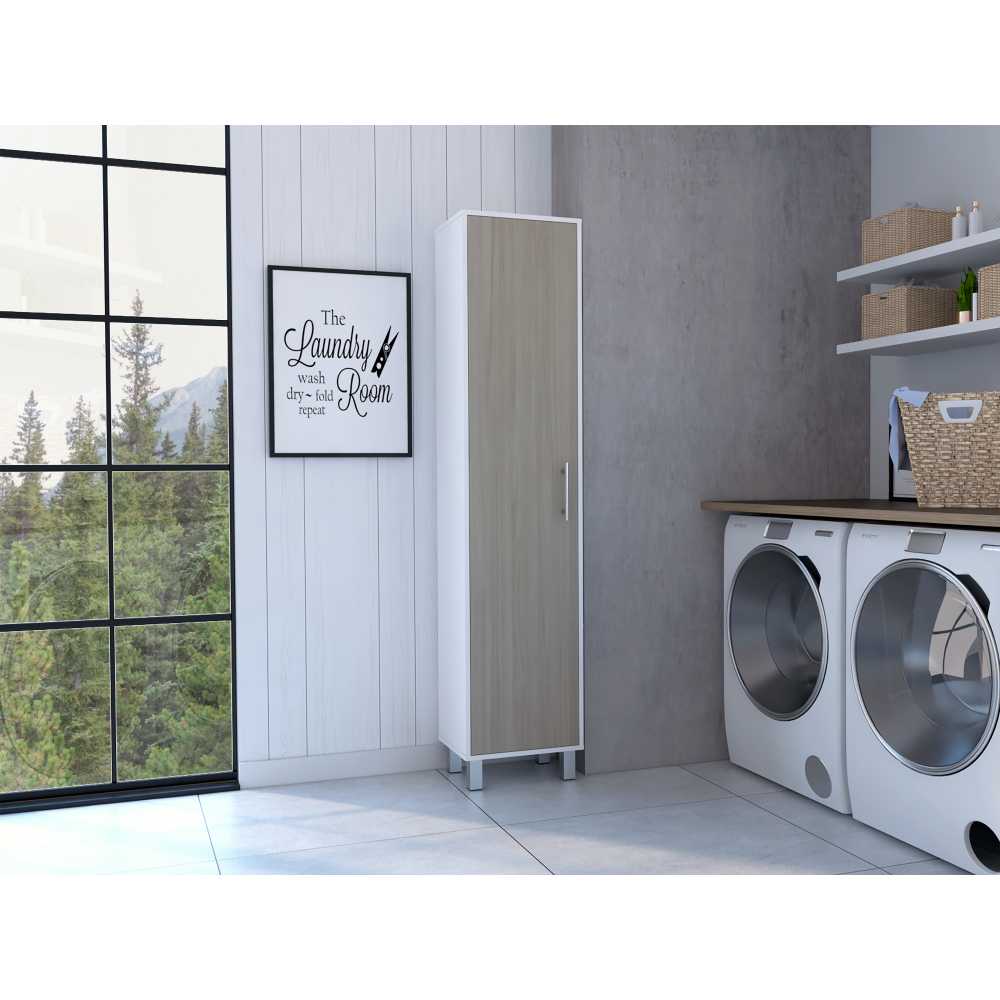 Mueble de Aseo Laska Blanco Nacar 40x180cm con Una Puerta - Muebles Organizadores | Bylmo
