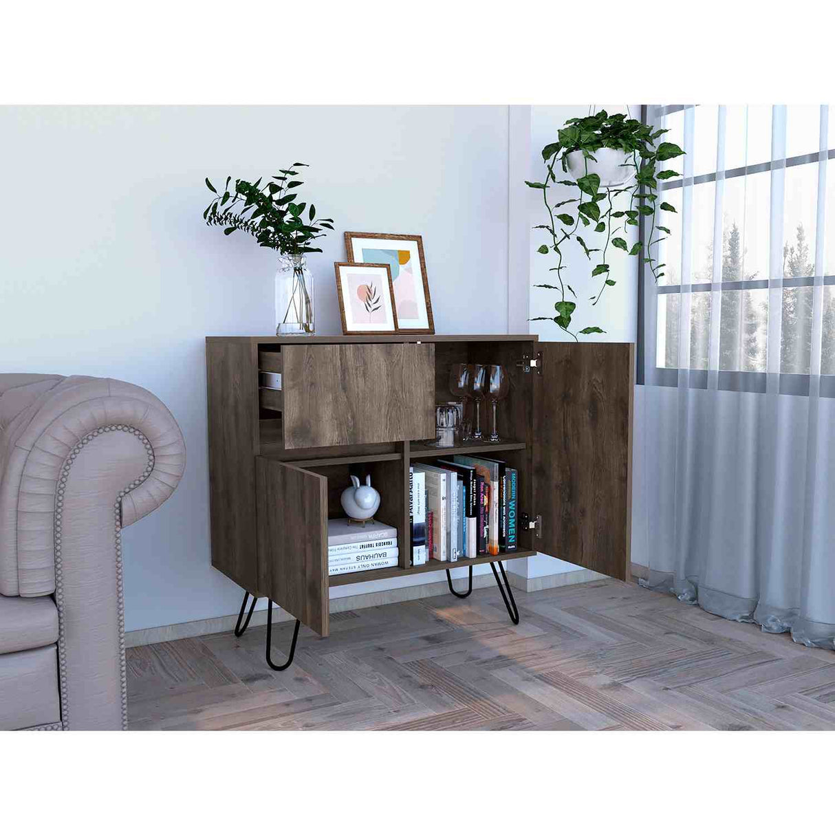 Aparador Andorra Bellota 80x80cm con Un Cajón y con Dos Compartimientos - Barras y Muebles Auxiliares | Bylmo