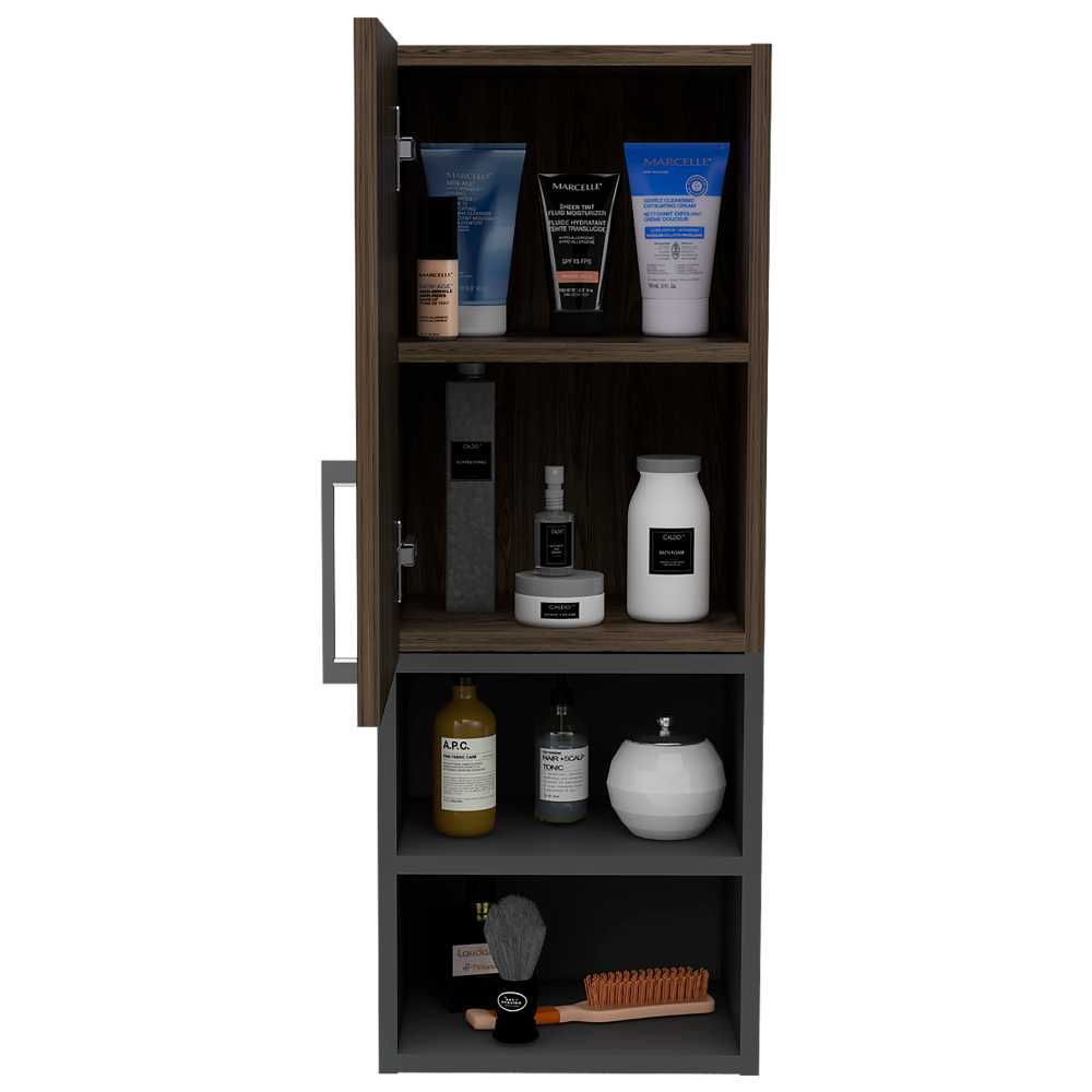 Gabinete de Baño Madrid Coñac y Plomo 30x80cm Rectangular con Dos Entrepaños - Gabinetes | Bylmo