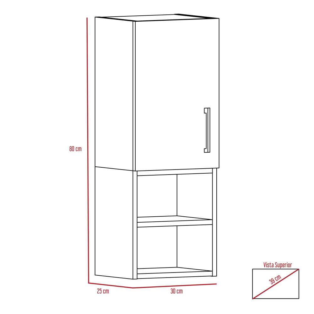 Gabinete de Baño Madrid Coñac y Plomo 30x80cm Rectangular con Dos Entrepaños - Gabinetes | Bylmo