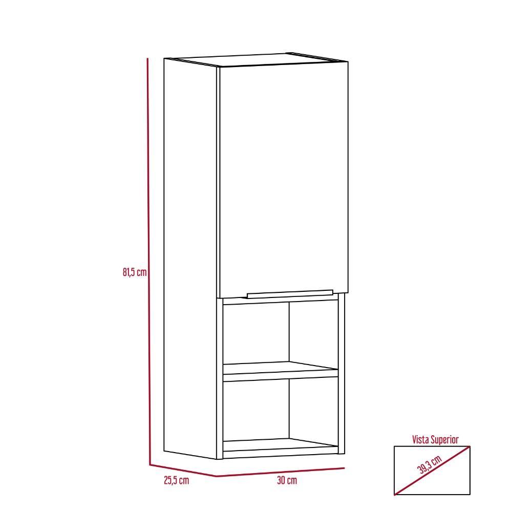 Mueble Auxiliar Mila Sombra y Miel 30 cm con Una Puerta y Entrepaños - Gabinetes | Bylmo