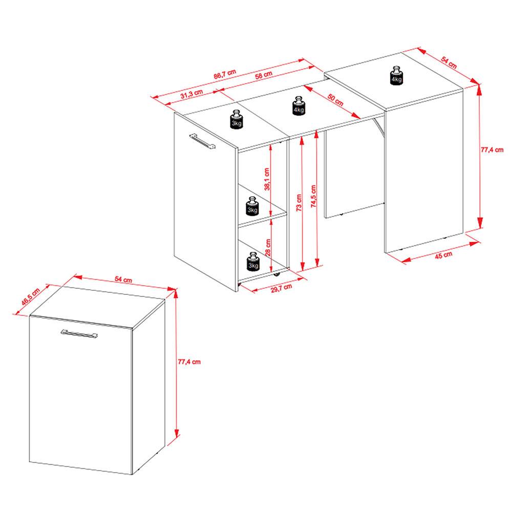Mueble Auxiliar Budapest Blanco 131 cm Transformable - Muebles Organizadores | Bylmo