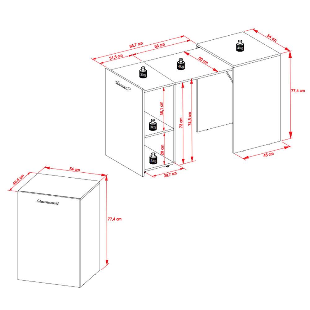 Mueble Auxiliar Budapest Negro 131 cm Transformable - Muebles Organizadores | Bylmo
