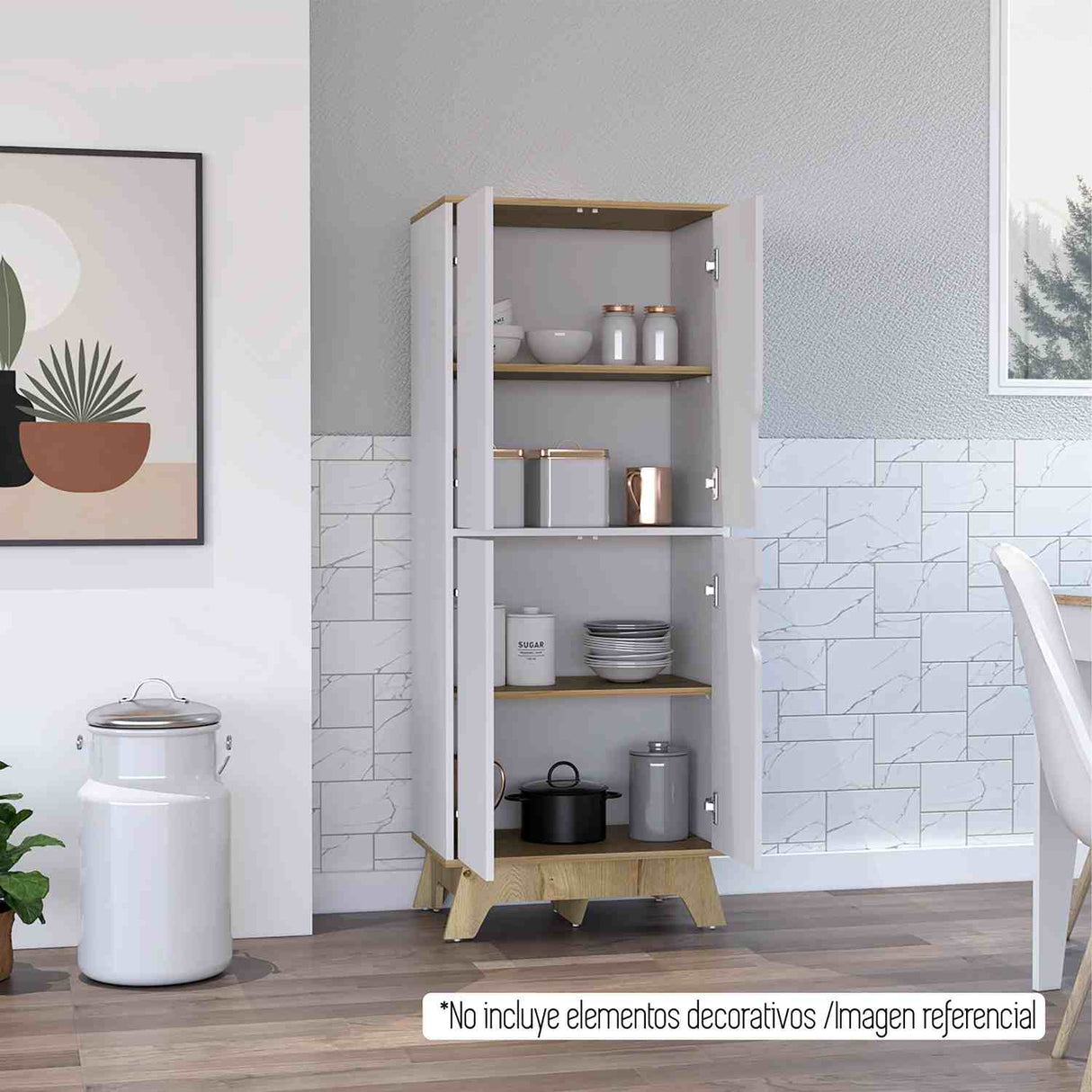 Mueble Auxiliar Z60 Blanco 60 cm con Puertas y Patas de Madera - Barras y Muebles Auxiliares | Bylmo