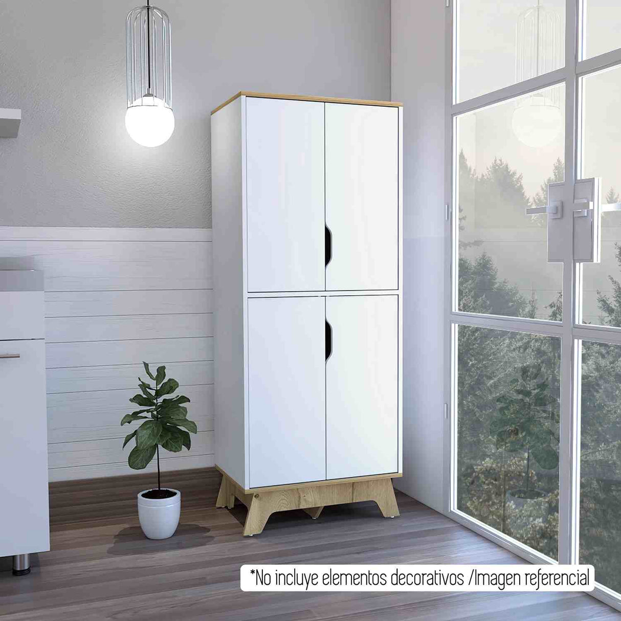 Mueble Auxiliar Z60 Blanco 60 cm con Puertas y Patas de Madera - Barras y Muebles Auxiliares | Bylmo