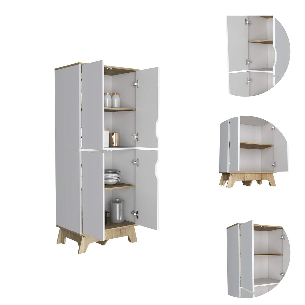 Mueble Auxiliar Z60 Blanco 60 cm con Puertas y Patas de Madera - Barras y Muebles Auxiliares | Bylmo