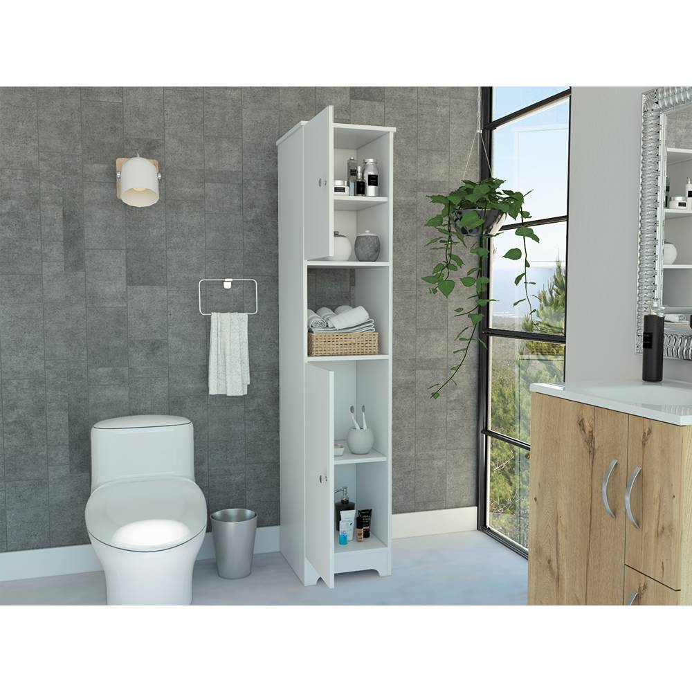 Mueble Auxiliar para Baño Ibis Blanco 36.5x172.6cm sin Cajones y con Dos Entrepaños - Gabinetes | Bylmo
