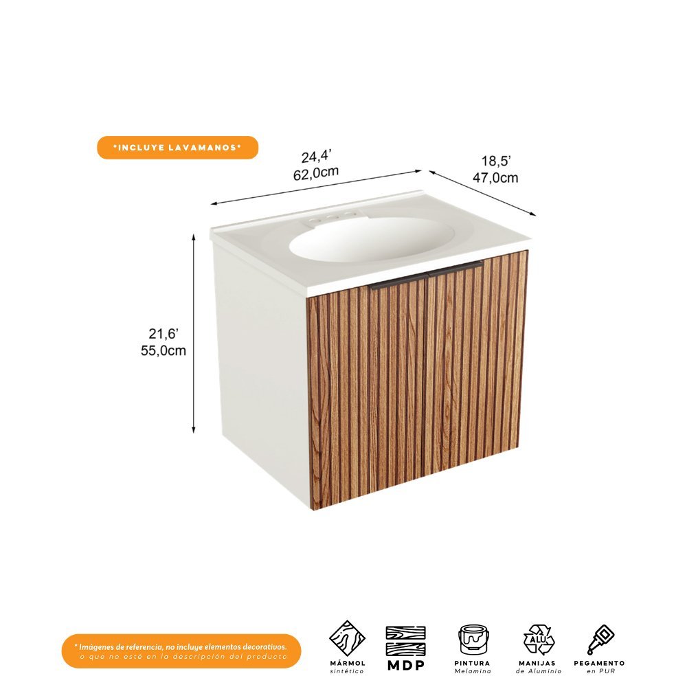 Mueble Chicago Blanco y Cafe 62 cm con Dos Puertas - Gabinetes | Bylmo