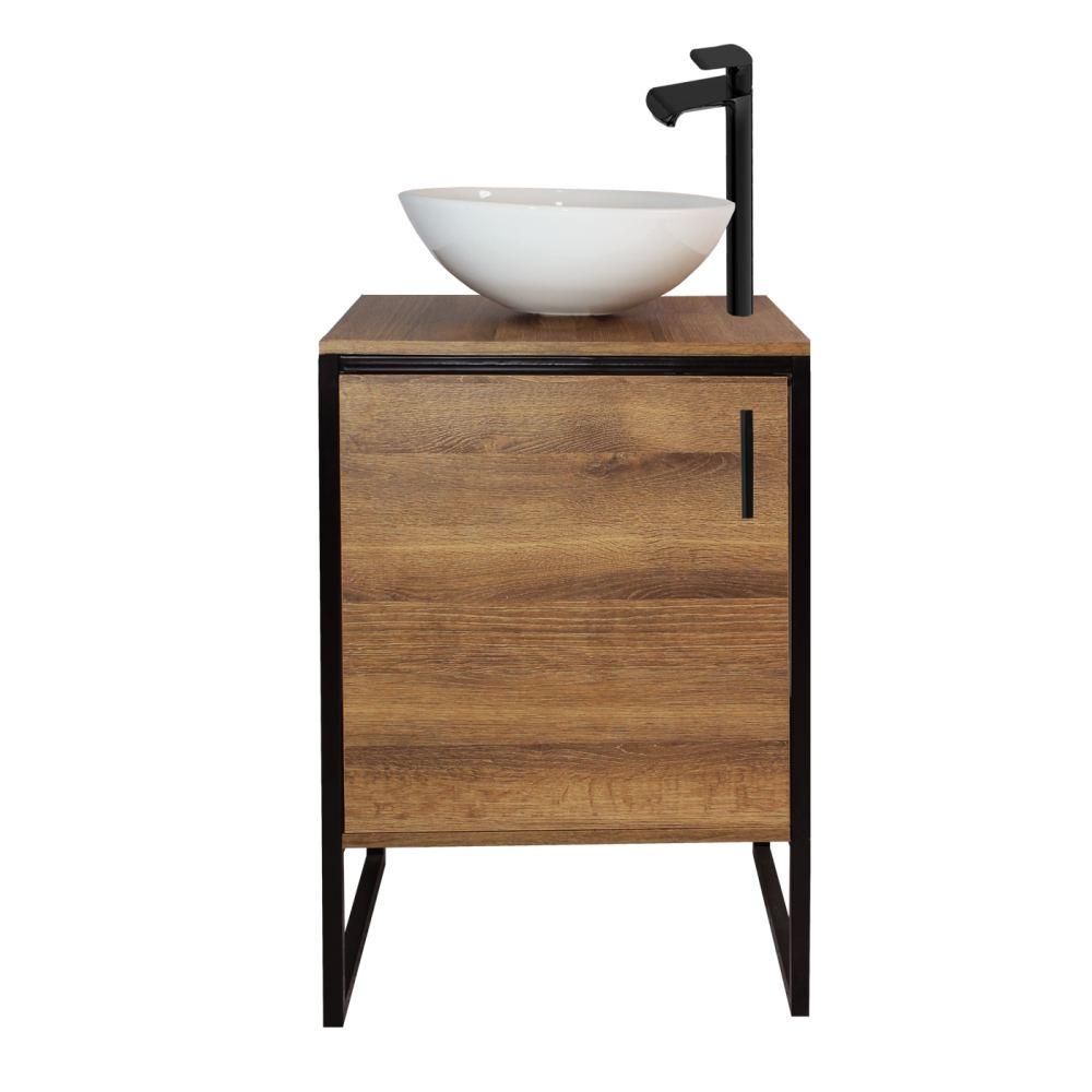 Mueble New York Amareto y Negro 60 cm con Una Puerta - Gabinetes | Bylmo