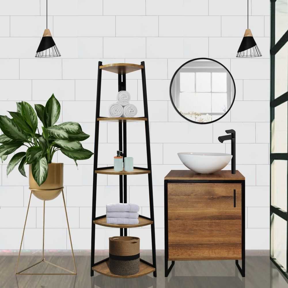 Mueble New York Amareto y Negro 60 cm con Una Puerta - Gabinetes | Bylmo