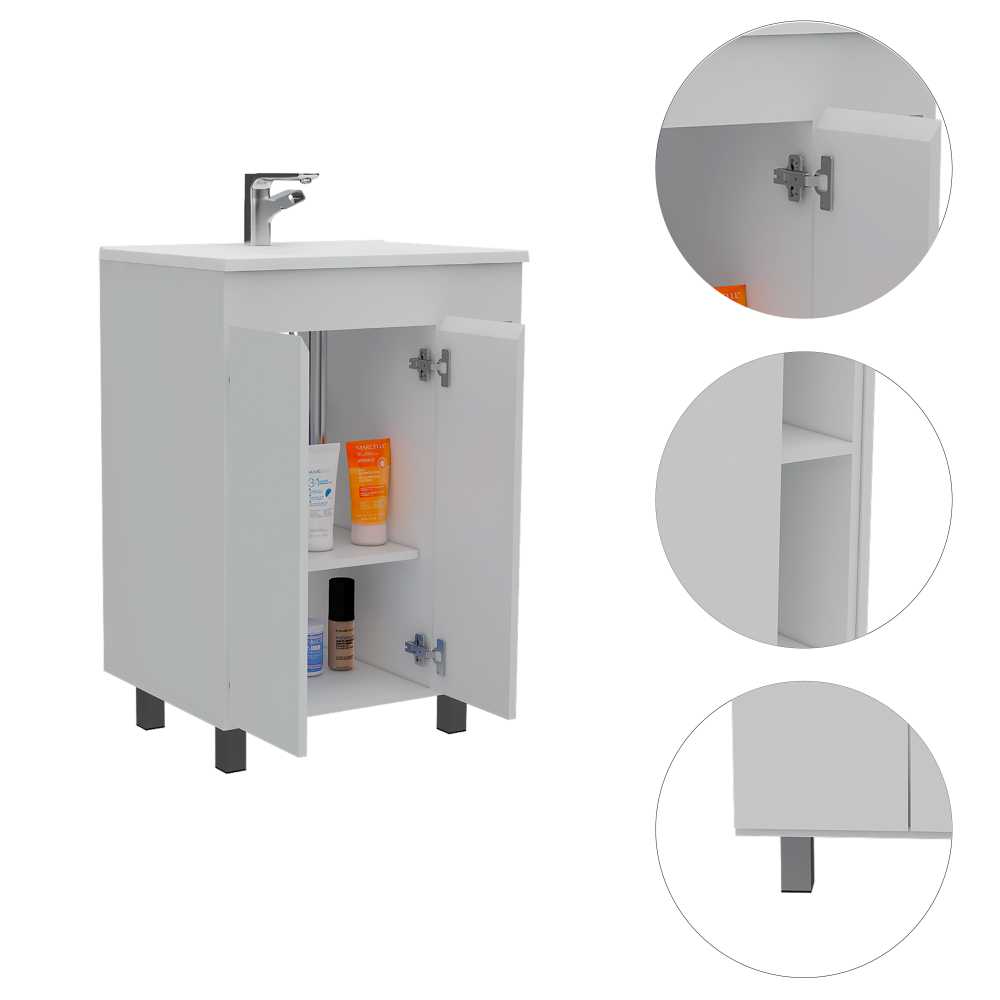 Mueble Meka Blanco 60 cm con Dos Puertas y Entrepaños - Gabinetes | Bylmo