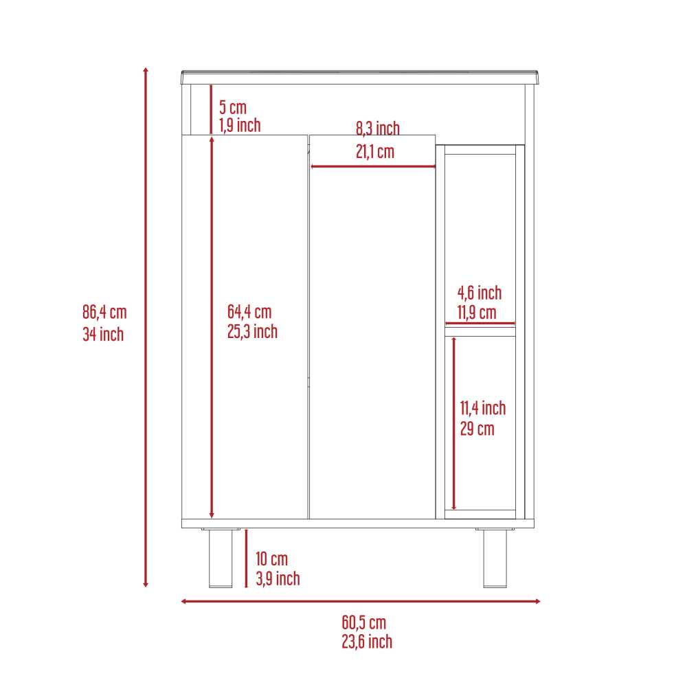 Mueble Meka Blanco 60 cm con Dos Puertas y Entrepaños - Gabinetes | Bylmo