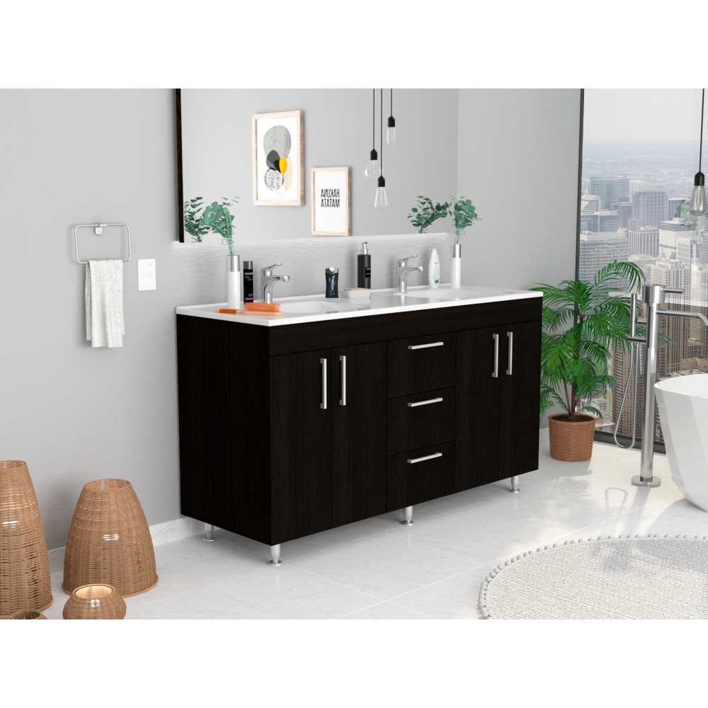 Mueble Doble Velloc Wengue 152 cm con Cuatro Puertas y Tres Cajones - Gabinetes | Bylmo