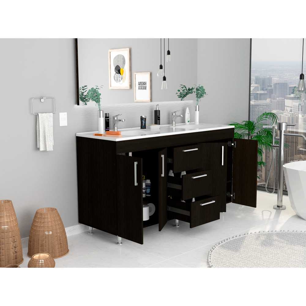 Mueble Doble Velloc Wengue 152 cm con Cuatro Puertas y Tres Cajones - Gabinetes | Bylmo