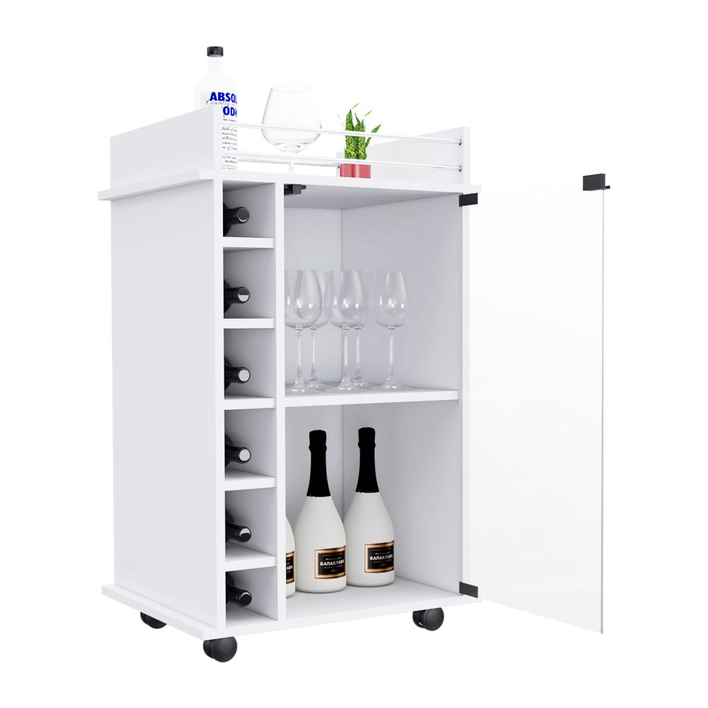 Bar Dukat Plus Blanco 55x89cm sin Cajones y con Seis Portabotellas - Bares | Bylmo
