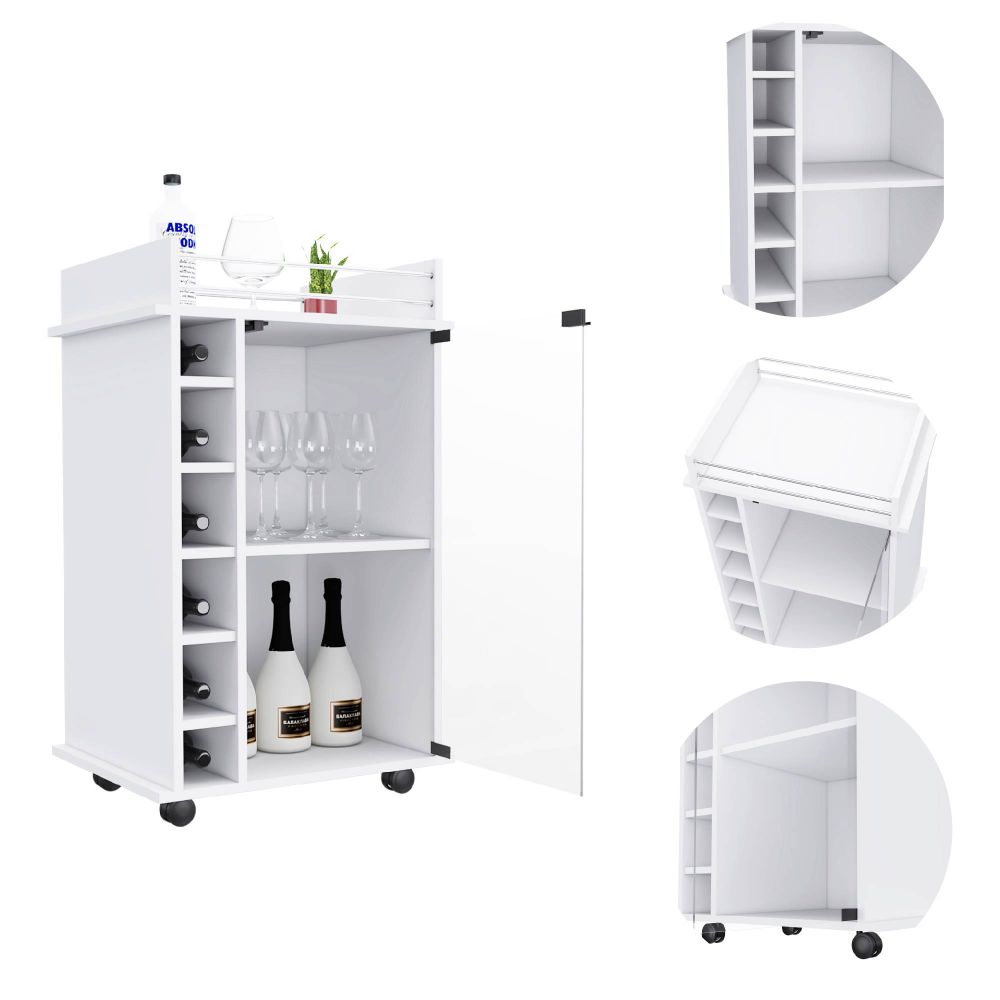 Bar Dukat Plus Blanco 55x89cm sin Cajones y con Seis Portabotellas - Bares | Bylmo