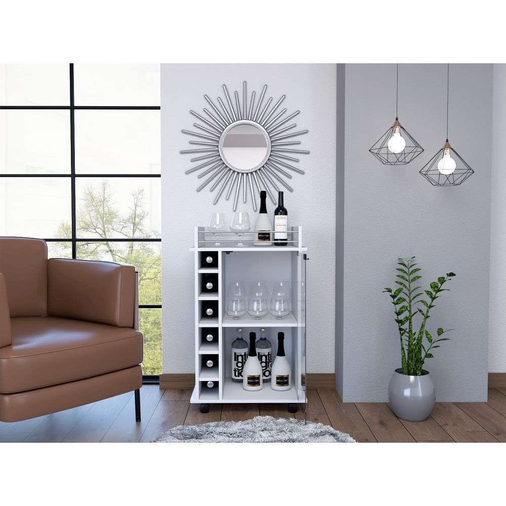 Bar Dukat Plus Blanco 55x89cm sin Cajones y con Seis Portabotellas - Bares | Bylmo