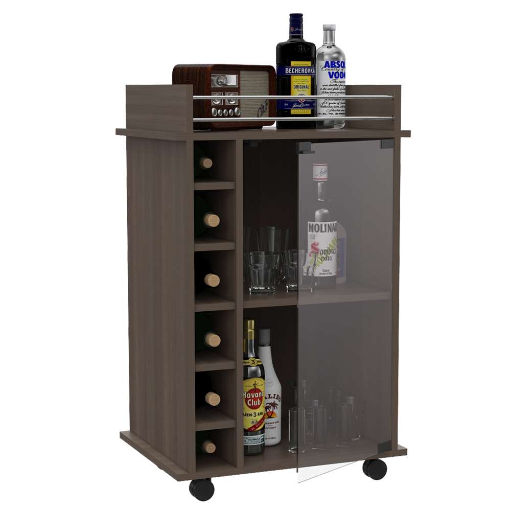 Bar Dukat Roble gris 55x89cm sin Cajones y con Seis Portabotellas - Bares | Bylmo