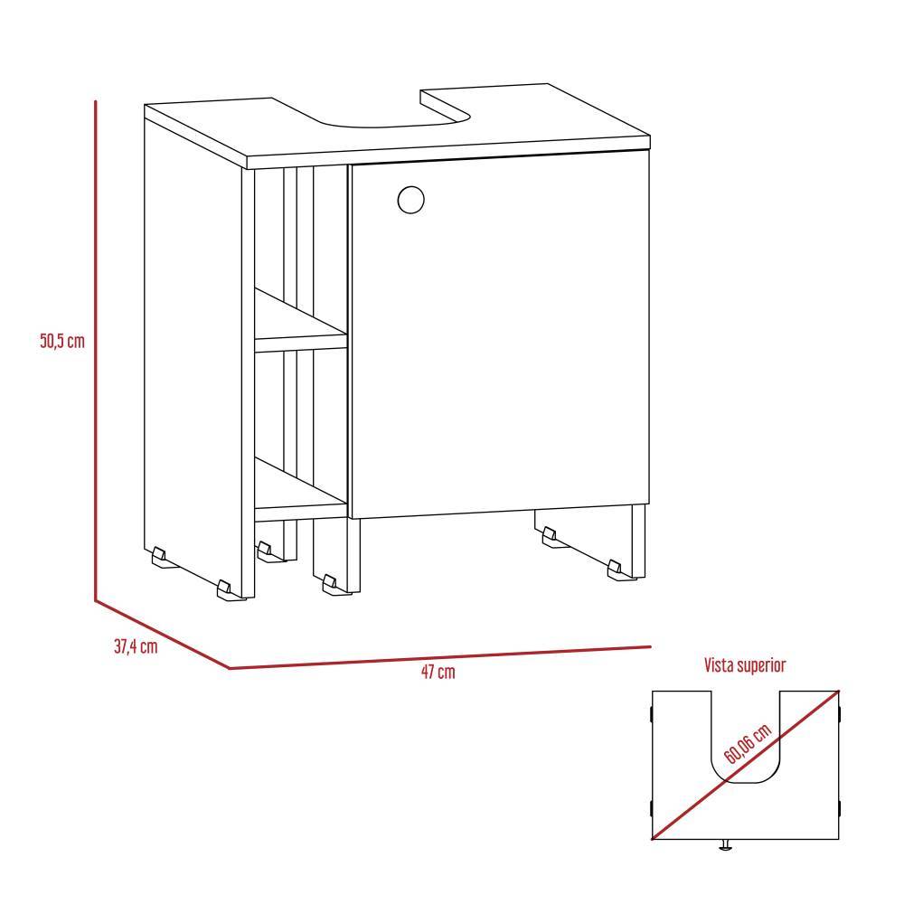 Mueble para Lavamanos Basic Blanco 47x50.5cm Individual sin Lavamanos con Una Puerta - Gabinetes | Bylmo