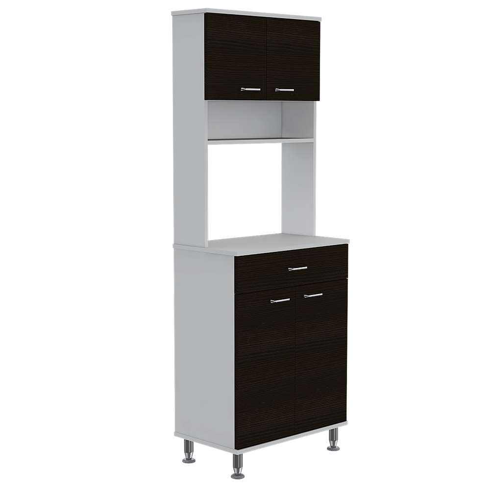 Mueble Microondas Kitchen Blanco 60x169cm con Cuatro Entrepaños y Cinco Compartimientos - Muebles Organizadores | Bylmo