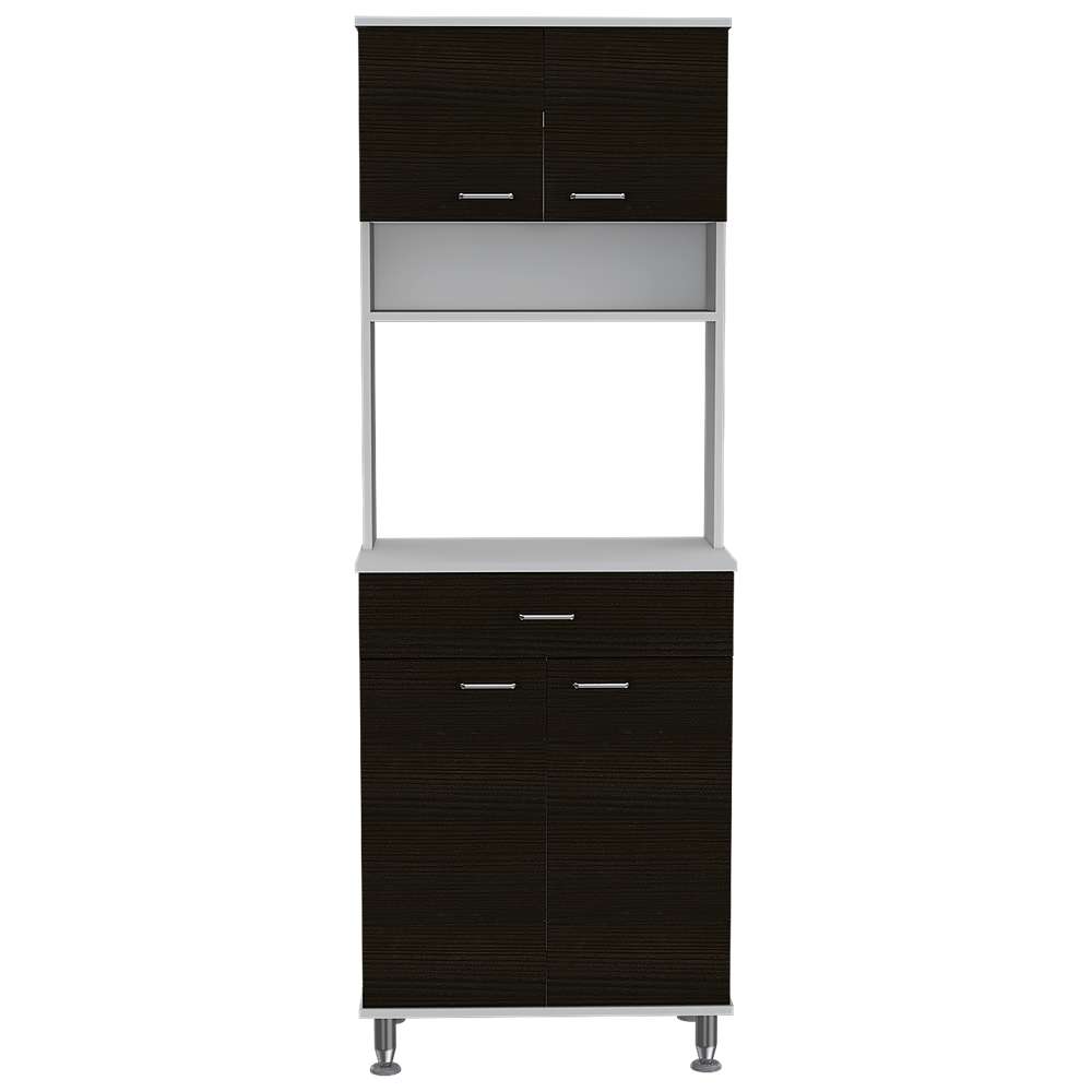 Mueble Microondas Kitchen Blanco 60x169cm con Cuatro Entrepaños y Cinco Compartimientos - Muebles Organizadores | Bylmo
