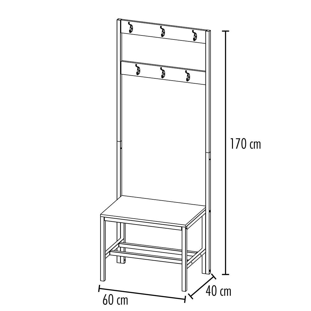 Mueble Recibidor Home Cafe y Negro 65 cm con Zapatero y Percheros - Bifes | Bylmo