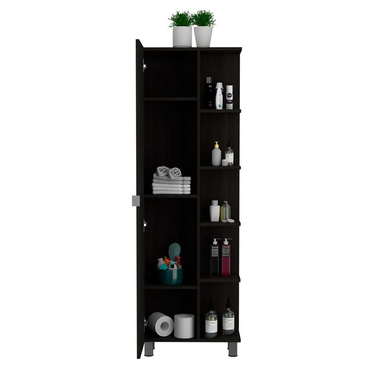 Mueble para Baño Esquinero Urano Wengue 51.2x158cm sin Cajones y con Cuatro Entrepaños - Gabinetes | Bylmo