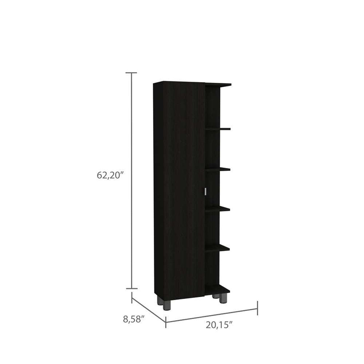 Mueble para Baño Esquinero Urano Wengue 51.2x158cm sin Cajones y con Cuatro Entrepaños - Gabinetes | Bylmo