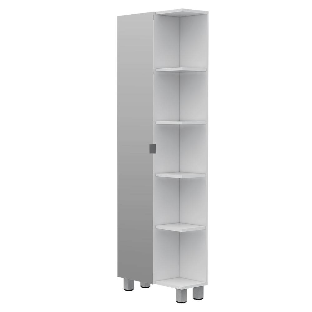 Mueble para Baño Esquinero Urano Plus Blanco 51.2x158cm sin Cajones y con Cuatro Entrepaños - Gabinetes | Bylmo