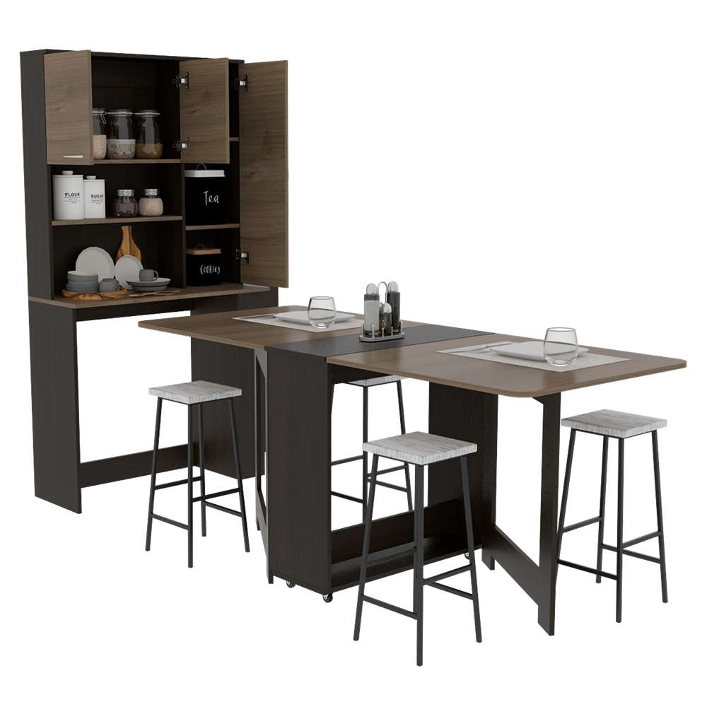 Mueble Transformable Optimus Cafe Expreso y Wengue 90 cm con Tres Puertas sin Sillas - Muebles Organizadores | Bylmo